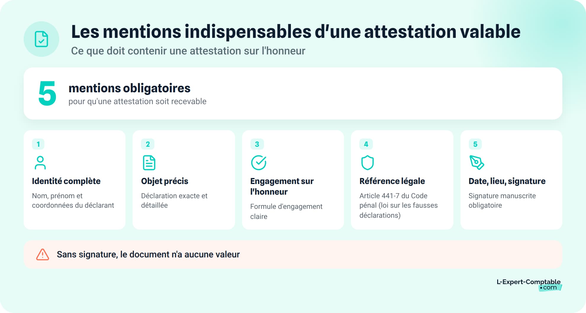Les mentions indispensables d'une attestation valable