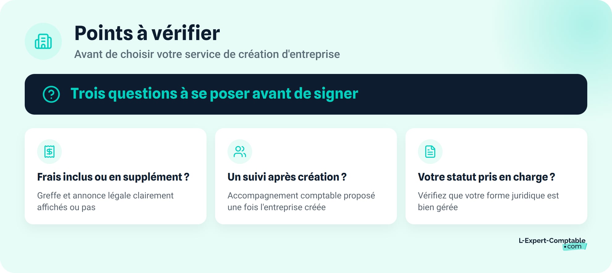 Les points a verifier avant de choisir un service de creation d'entreprise