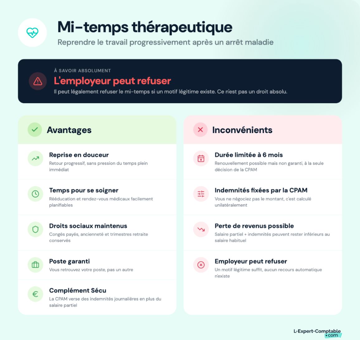 Avantages et inconvénients du mi-temps thérapeutique