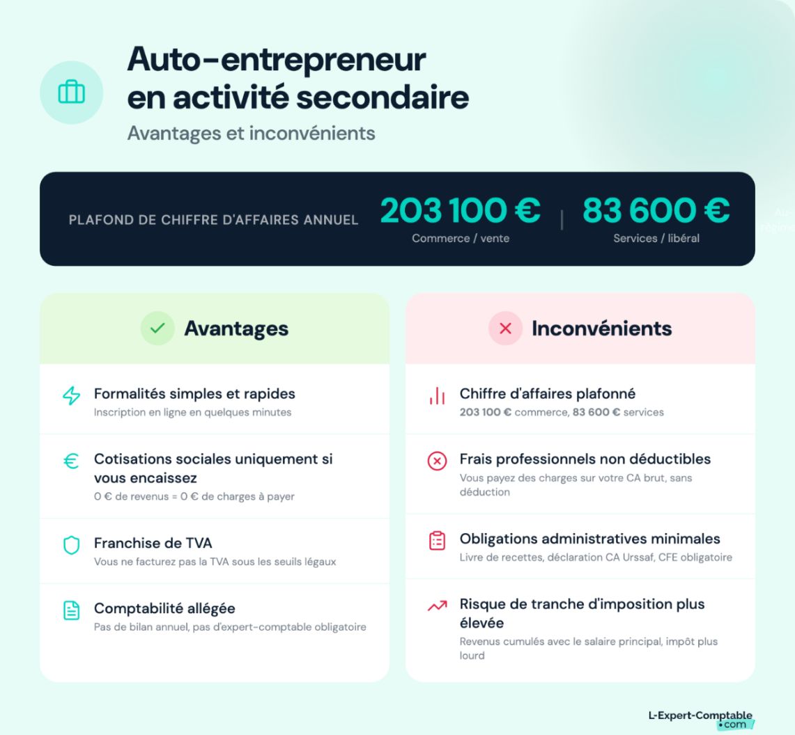 Avantages et inconvénients du statut auto-entrepreneur en activité secondaire