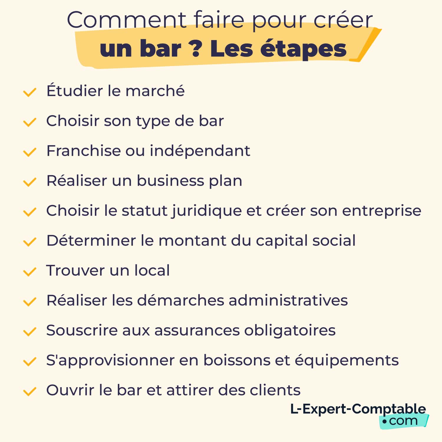 comment faire pour créer un bar/ / les étapes