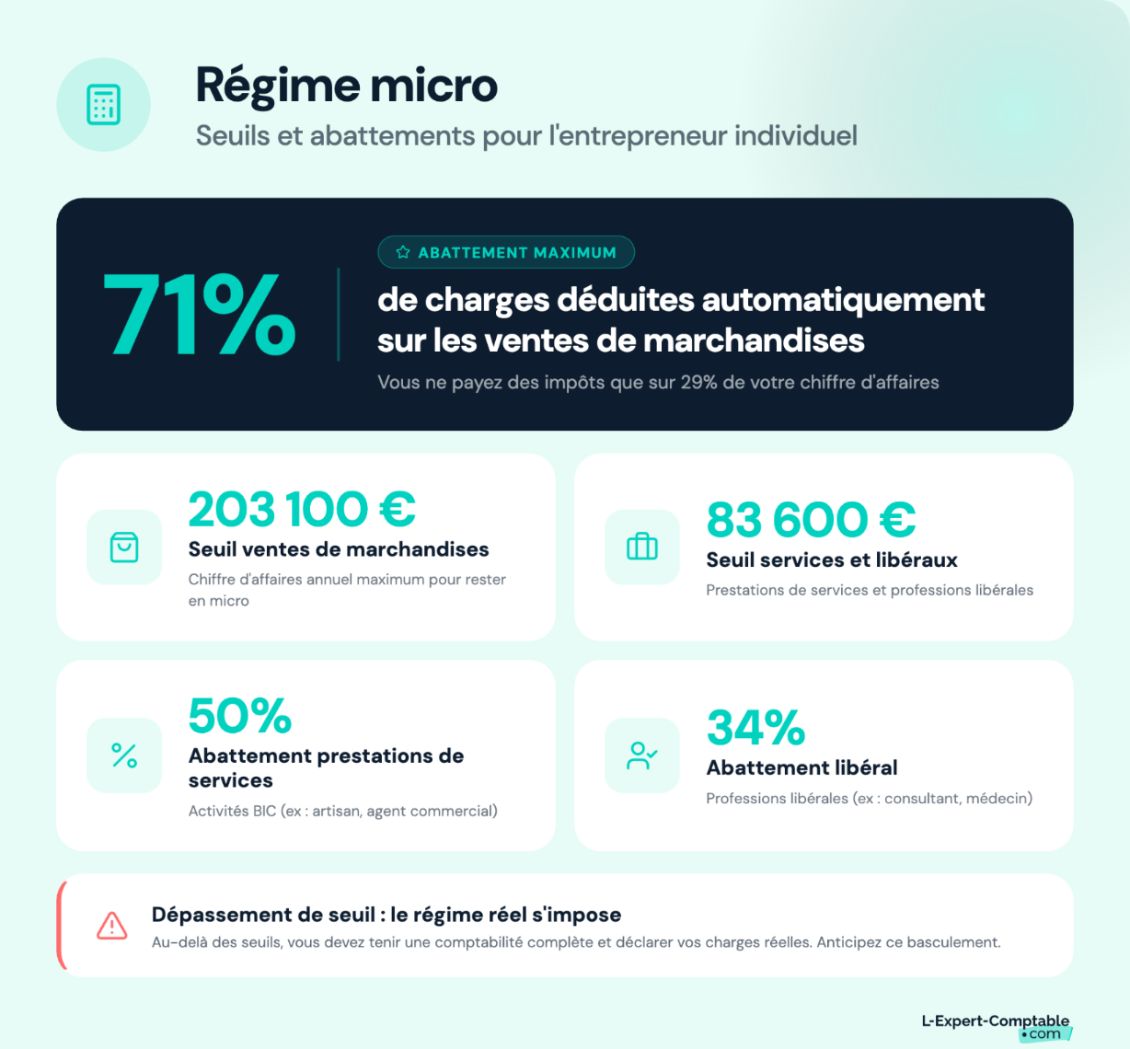 Les seuils et abattements du régime micro pour l'entrepreneur individuel