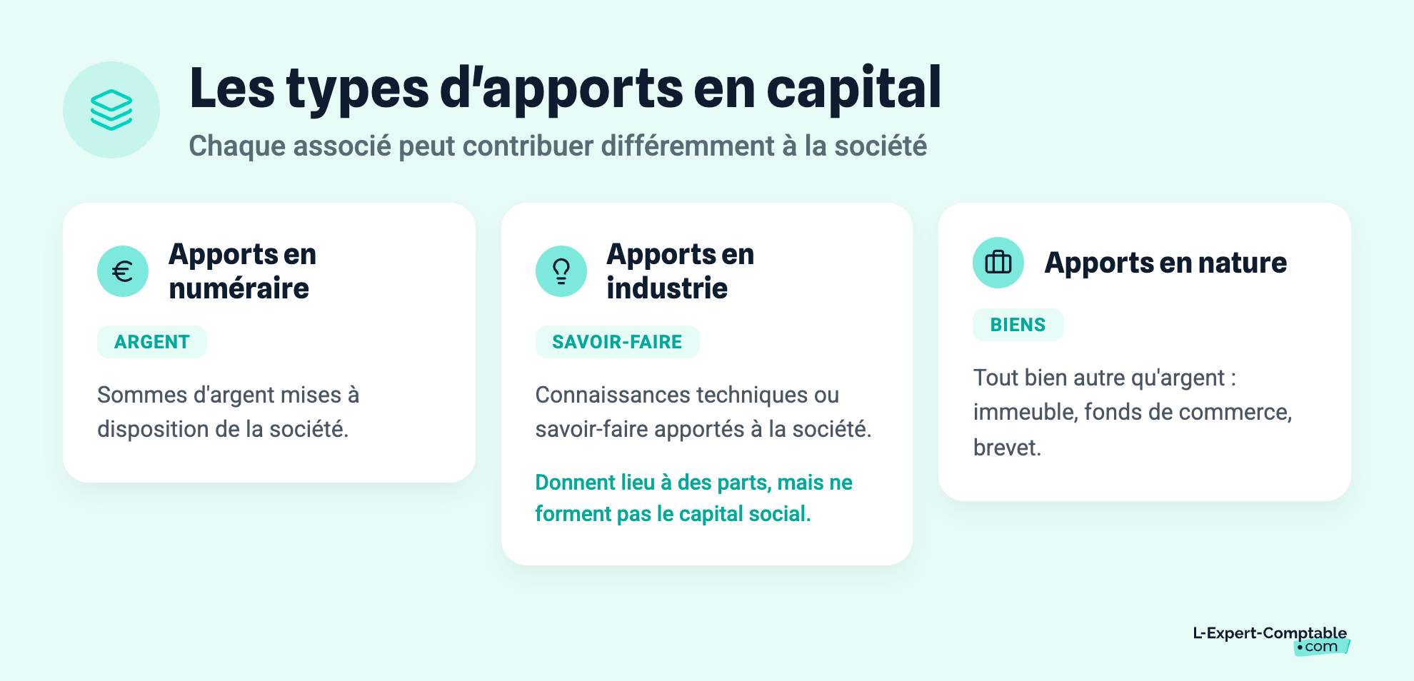 Les types d'apports en capital