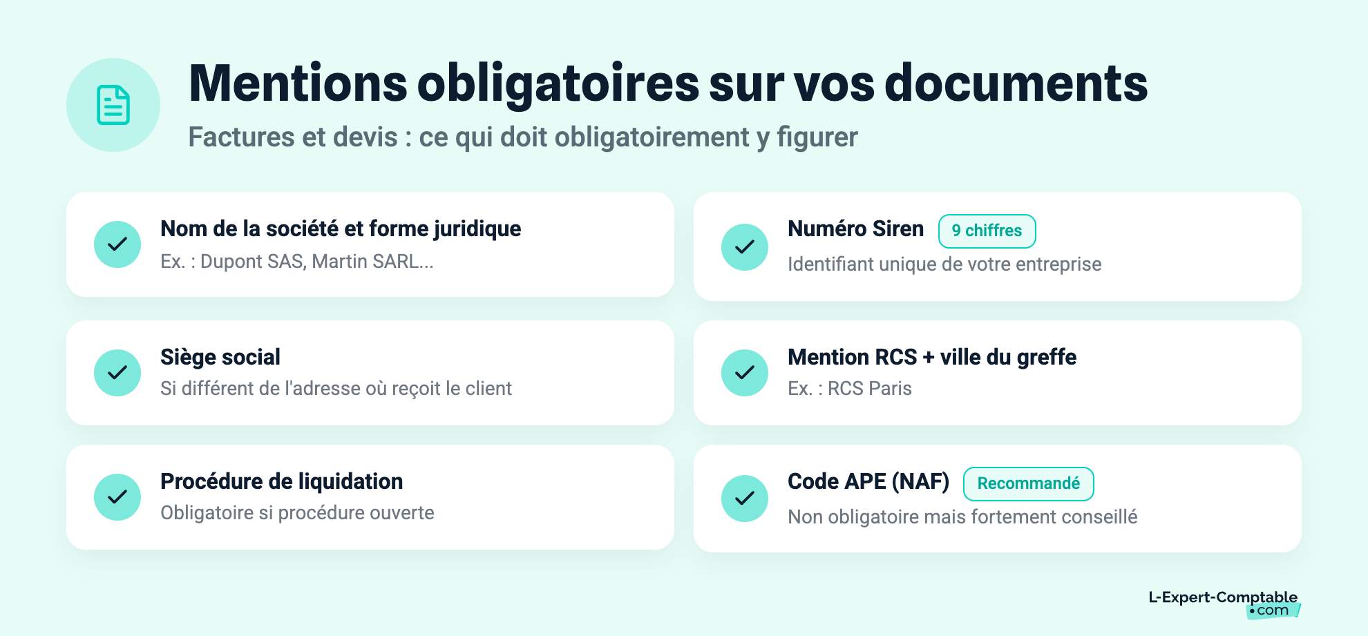 Mentions obligatoires sur vos documents
