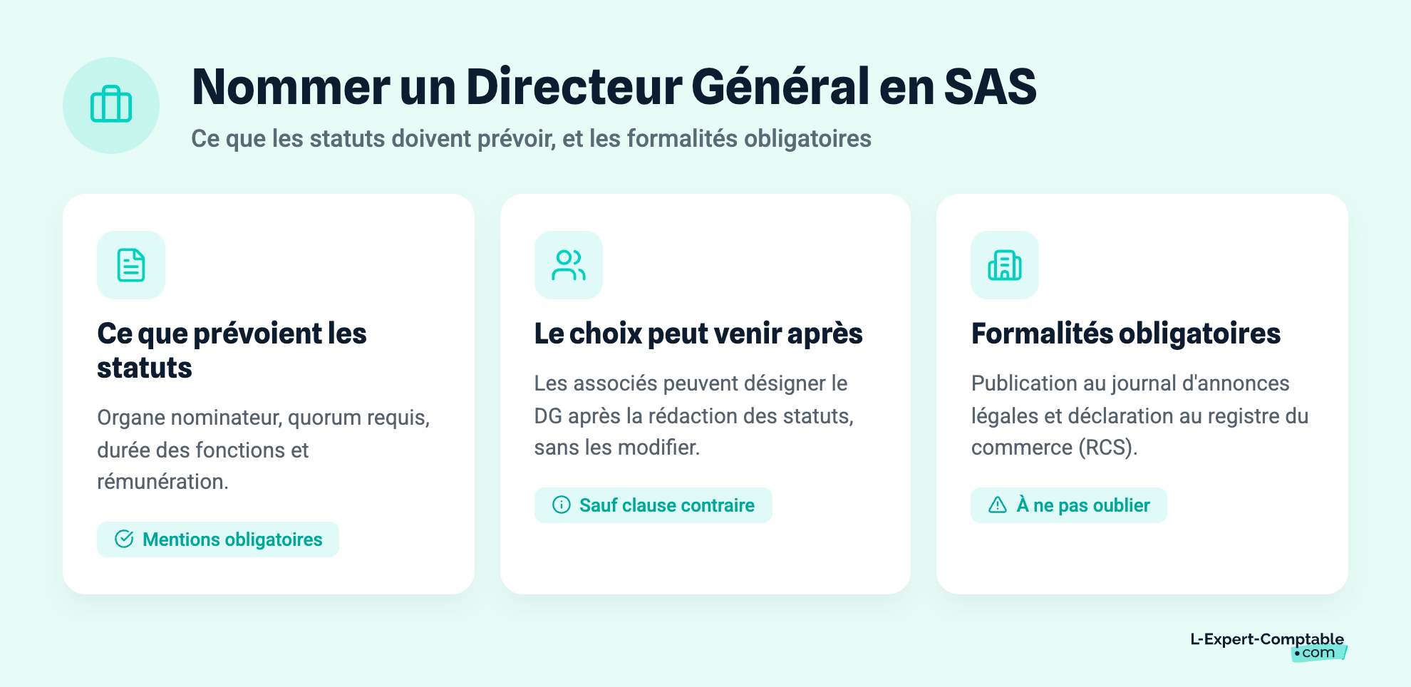 Nommer un Directeur Général en SAS