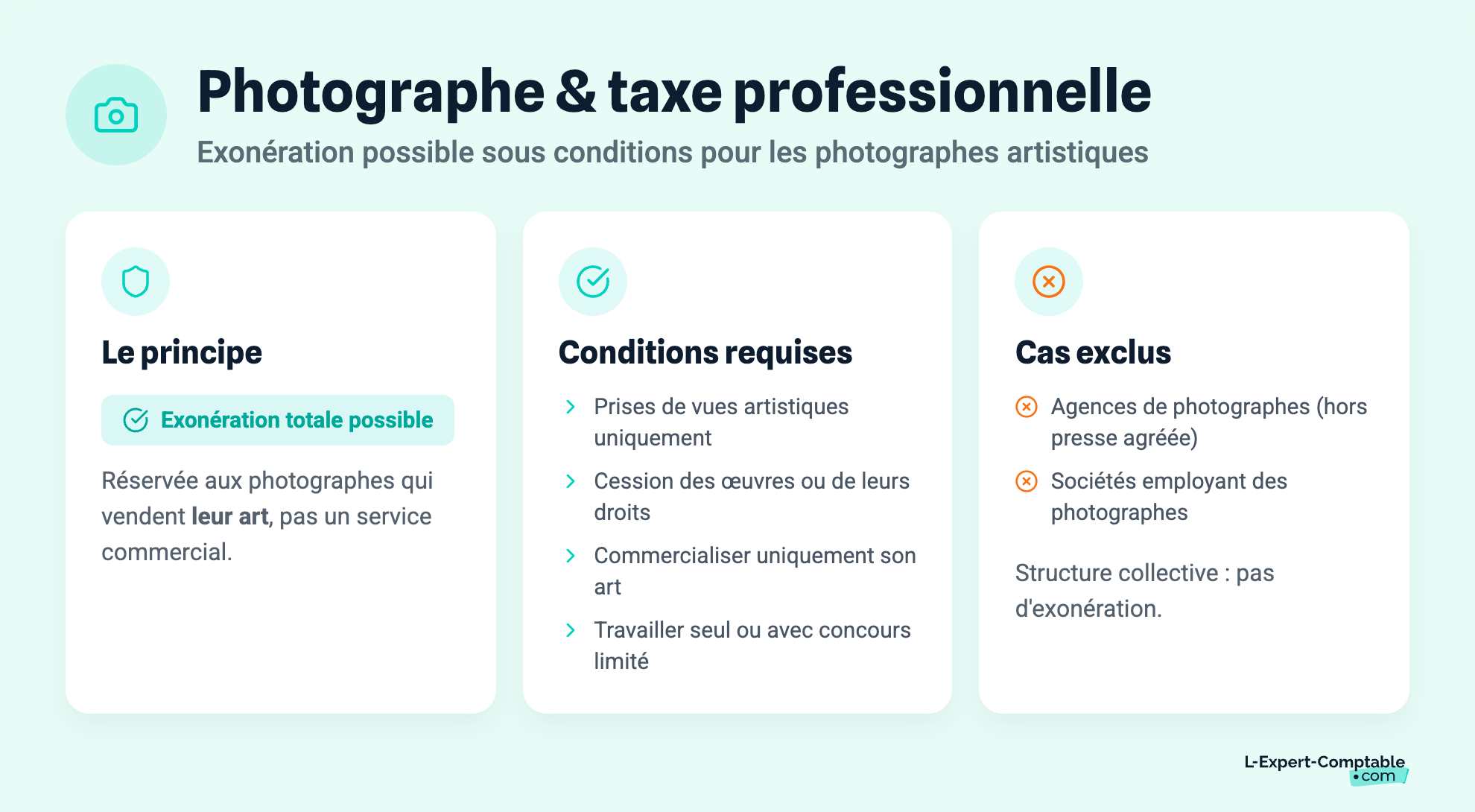 Photographe & taxe professionnelle