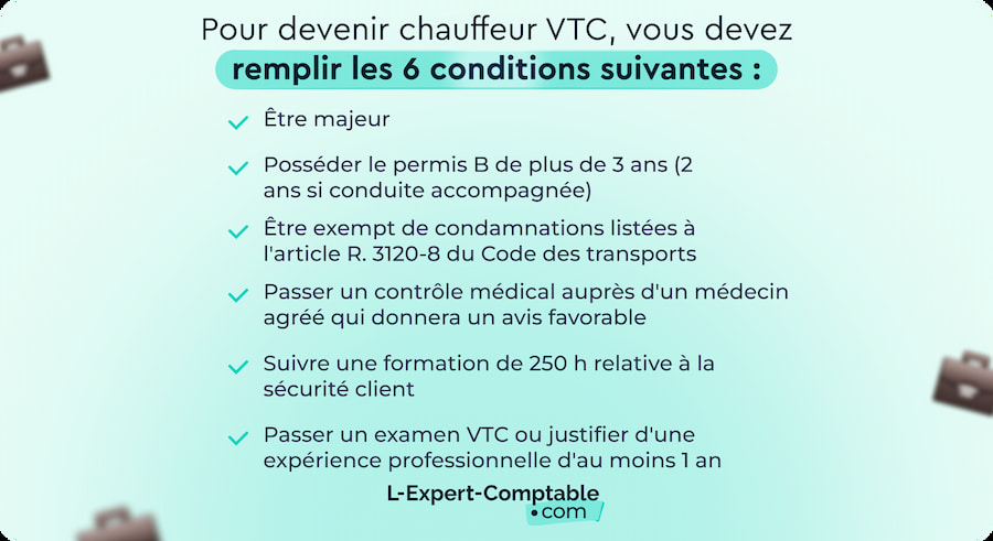 Pour devenir chauffeur VTC, vous devez remplir les 6 conditions suivantes