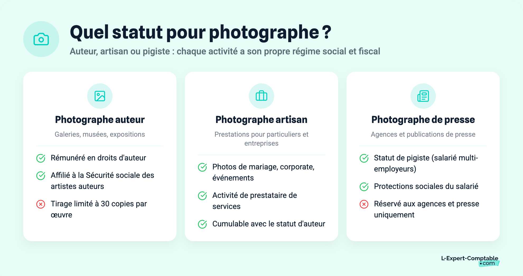 Quel statut pour photographe ?