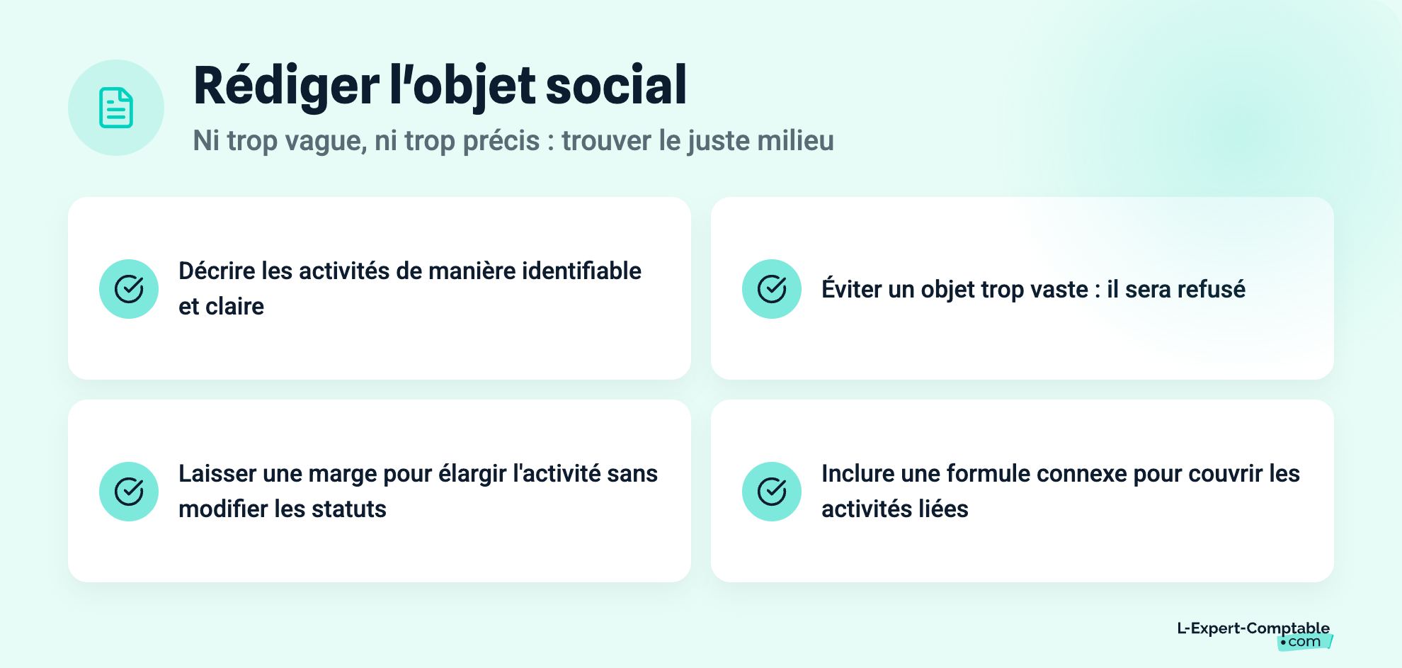 Rédiger l'objet social