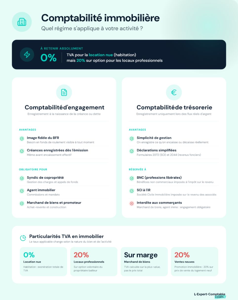 Comptabilité immobilière quel régime selon activité