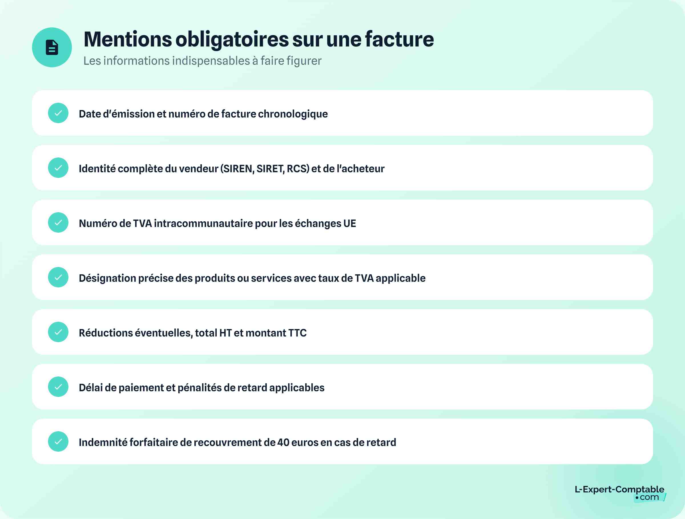 Mentions obligatoires sur une facture