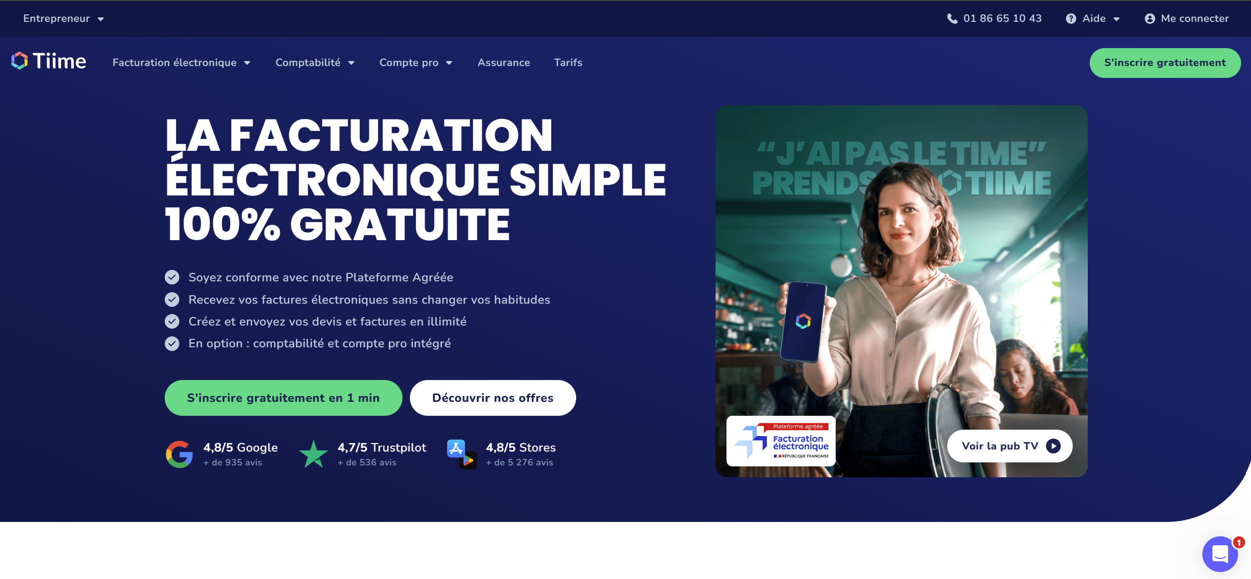 Page d'accueil Tiime