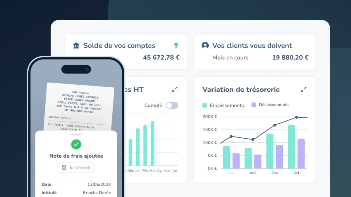 Capture d'écran d'un dashboard de comptabilité