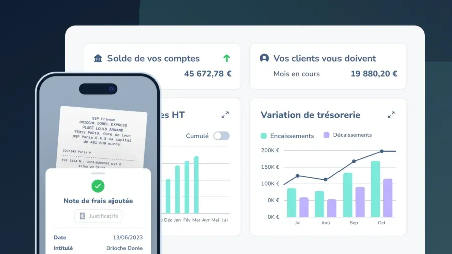 Capture d'écran d'un dashboard de comptabilité
