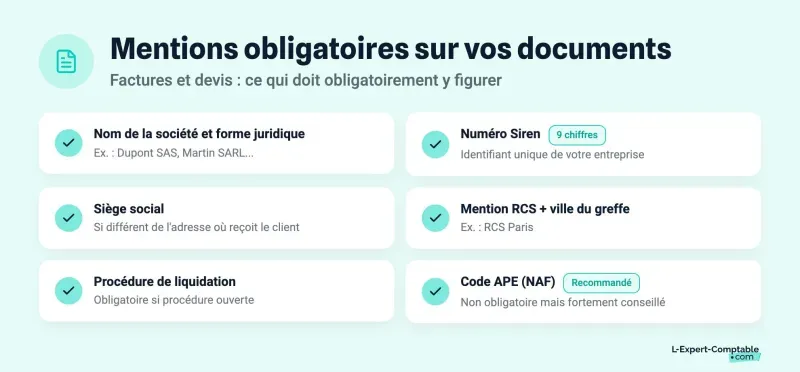 Mentions obligatoires sur vos documents