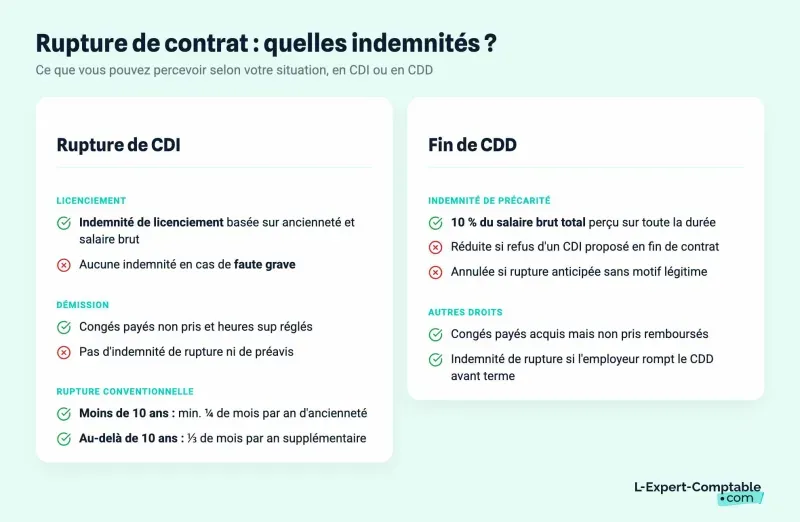 Rupture de contrat : quelles indemnités ?