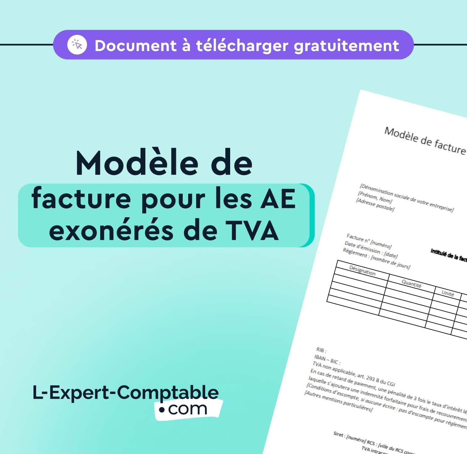 Modèle de facture pour les AE exonérés de TVA